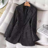 Women Plaid Blazers 2023 Long Sleeve Blazer Elegant Office Ladies Tops Casual Streetwear Spring Female Outerwear 5XL