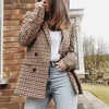 Women Plaid Blazers and Jackets Work Office Lady Suit Slim Double Breasted Business Female Blazer Coat Talever