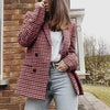 Women Plaid Blazers and Jackets Work Office Lady Suit Slim Double Breasted Business Female Blazer Coat Talever