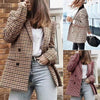 Women Plaid Blazers and Jackets Work Office Lady Suit Slim Double Breasted Business Female Blazer Coat Talever