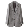Women Plaid Mid-Length Slim-Fit Coat Temperament Suit Jacket Female Lady 2023 Houndstooth Woolen Small Blazer Jacket