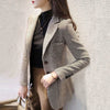 Women Plaid Mid-Length Slim-Fit Coat Temperament Suit Jacket Female Lady 2023 Houndstooth Woolen Small Blazer Jacket