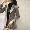 Women Plaid Mid-Length Slim-Fit Coat Temperament Suit Jacket Female Lady 2023 Houndstooth Woolen Small Blazer Jacket