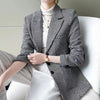 Women Plaid Mid-Length Slim-Fit Coat Temperament Suit Jacket Female Lady 2023 Houndstooth Woolen Small Blazer Jacket