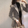 Women Plaid Mid-Length Slim-Fit Coat Temperament Suit Jacket Female Lady 2023 Houndstooth Woolen Small Blazer Jacket