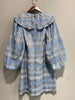 Women Plaid Mini Dress 2022 Spring Summer Ladies Puff Sleeve Ruffle Trim Peter Pan Collar Slim Cute Short Dresses