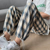 Women Plaid Pants High Waist Sweatpants Casual Loose Wide Leg Trousers Suits Retro Teens Harajuku Korean Streetwear Jogger 2022