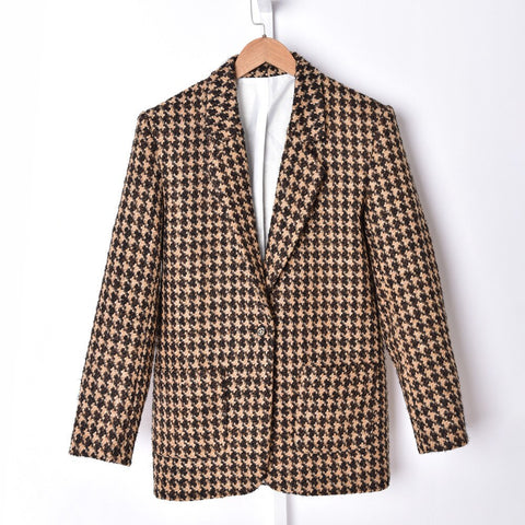 Women Plaid Skirt or Blazer Single Breasted Long Sleeve Double Pockets Suit Coat A-line Buttons Mini Skirts Office Lady Set New