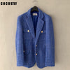 Women Plaid Tweed Blazer Autumn Winter 2023 Long Sleeve Single Breasted Tweed Jacket Office Lady Casual Outerwear blazer femme