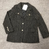 Women Plaid Tweed Blazer Autumn Winter 2023 Long Sleeve Single Breasted Tweed Jacket Office Lady Casual Outerwear blazer femme