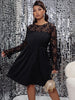 Women Plus Size 4XL Lace Long Sleeves Midi Evening Party Dresses Elegant Birthday Formal Dress 2023 Autumn Clothing