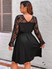 Women Plus Size 4XL Lace Long Sleeves Midi Evening Party Dresses Elegant Birthday Formal Dress 2023 Autumn Clothing