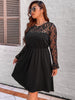 Women Plus Size 4XL Lace Long Sleeves Midi Evening Party Dresses Elegant Birthday Formal Dress 2023 Autumn Clothing