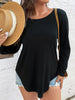 Women Plus Size 4XL Tops Summer Autumn 2023 Curvy Backless Long Sleeve Sexy Blouses Large Size O Neck Casual Oversized T-Shirts