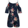 Women Plus Size Casual V-Neck Leakage Shoulder Printing Loose Rompers Shorts 2022 Floral Print Tunic Maxi Long Dresses Big Size