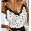 Women Plus Size Sexy Sleeveless Tanks Top Clothing Fashion Tops Womens Polka Dot Printing Lace Tank Cami Tees Summer Women's