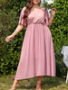 Women Plus Size Wedding Guest Maxi Dress 2023 Autumn Long Elegant Party Wear Cocktail Pink Dresses Oversized Evening Clothing