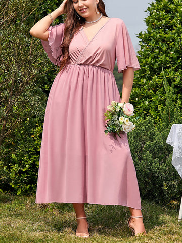 Women Plus Size Wedding Guest Maxi Dress 2023 Autumn Long Elegant Party Wear Cocktail Pink Dresses Oversized Evening Clothing