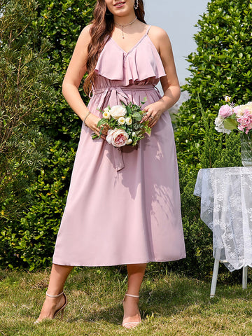 Women Plus Size Wedding Guest Maxi Dress 2023 Summer Long Elegant Party Wear Cocktail Pink Dress Oversized Evening Clothi