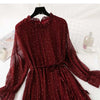 Women Print Pleated Chiffon Dress 2022 Spring Summer    Female Casual Flare Sleeve Lotus leaf neck Basic Dresses