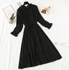Women Print Pleated Chiffon Dress 2022 Spring Summer    Female Casual Flare Sleeve Lotus leaf neck Basic Dresses