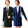 Women Pure Color Autumn 2 Piece Set Blazer,High Waist Skirt Office Lady Jacket Suits Women's Costumes Blue Black