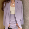Women Purple Causal Elegant Single-breasted Blazer Jacket & Split Pencil Skirts 2022 Spring Summer Office Lady Business Outfits