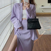 Women Purple Causal Elegant Single-breasted Blazer Jacket & Split Pencil Skirts 2022 Spring Summer Office Lady Business Outfits