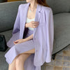 Women Purple Causal Elegant Single-breasted Blazer Jacket & Split Pencil Skirts 2022 Spring Summer Office Lady Business Outfits
