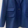 Women Rhinestones Buttons Suit Coat Blue Long Sleeve Notched Single Button Female Blazer Autumn Winter 2023