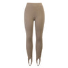 Women Ribbed Knit Leggings Beige High Waist Cotton Fitness Basic Pants Female Casual All-Match Stretch Skinny Leggings