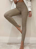 Women Ribbed Knit Leggings Beige High Waist Cotton Fitness Basic Pants Female Casual All-Match Stretch Skinny Leggings