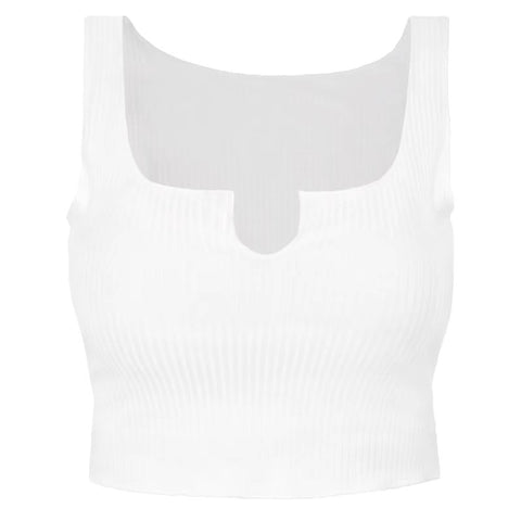 Women Ribbed Tank Top a small V shape neckline Crop Top