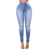 Women Ripped Jeans Stretchy Curve Plus Size High Waisted  Boyfriend Hole Cute Distressed Denim Pants Push Up Butt ouc276B