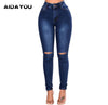 Women Ripped Jeans Stretchy Curve Plus Size High Waisted  Boyfriend Hole Cute Distressed Denim Pants Push Up Butt ouc276B