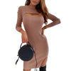 Women Round neck Long Sleeve Low Cut Mini Bodycon Dress 2022 Autumn Winter Black Sexy Club Party Dress Femme Slim Dress Vestidos
