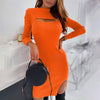 Women Round neck Long Sleeve Low Cut Mini Bodycon Dress 2022 Autumn Winter Black Sexy Club Party Dress Femme Slim Dress Vestidos