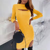 Women Round neck Long Sleeve Low Cut Mini Bodycon Dress 2022 Autumn Winter Black Sexy Club Party Dress Femme Slim Dress Vestidos