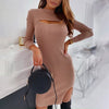 Women Round neck Long Sleeve Low Cut Mini Bodycon Dress 2022 Autumn Winter Black Sexy Club Party Dress Femme Slim Dress Vestidos