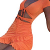 Women Ruffle Summer Mini Dress Ladies Casual V Neck Short Sleeve Bodycon Dress
