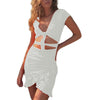 Women Ruffle Summer Mini Dress Ladies Casual V Neck Short Sleeve Bodycon Dress