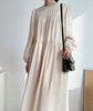 Women'S 2022 Spring  Long Puff Sleeve Mid-Length Dress Female Casual Vestido Clothes Robe