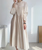 Women'S 2022 Spring  Long Puff Sleeve Mid-Length Dress Female Casual Vestido Clothes Robe