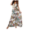 Women'S Summer Long Dress Floral Print Deep V-Neck Halter Strap Long Dress Banquet Wedding Guest Holiday Beach