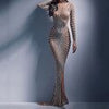 Women Sequins Dress Mesh Split Fishtail Dresses Sexy Bodycon Dress Elegant Slim Party Outfits Female Evening Long Dress