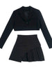 Women Set Crop Blazer + Mini Skirt 2 Pieces Suit Uniform Office Lady Skirt Suits Elegant Black Gray Casual Solid  Woman Clothes