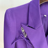 Women Set Skirt Blazer Purple 2023 Autumn Winter Heart Shaped Diamond Button Beaded Bow Short Jacket + Skirt Two Pcs Suit