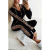 Women Set Sport Suit Tracksuit Outfit Long Sleeve Leopard Print Sweatshirt 2pcs