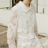 Women Set Water Soluble Flower Lace Embroidery Short Coat + High Waist A-line Skirts