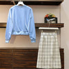 Women Sets Long Batwing Sleeved Loose Short Shinny Sweatshirts Korean Style And Plaid Skirts 2 Piece Outfits Womens Sets NZ112